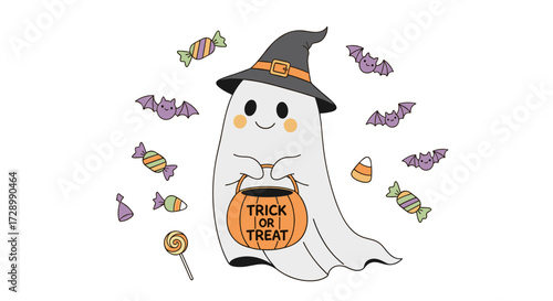 Friendly Ghost Penguin Halloween Sticker