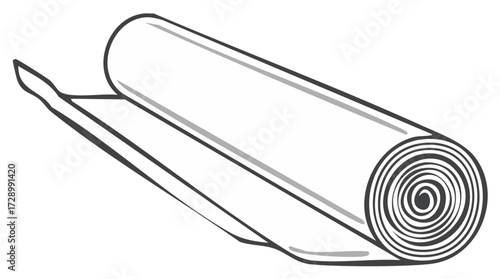 Unrolled Material Roll Illustration: Fabric, Paper, or Vinyl