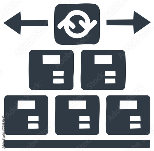 Firewall and load balancer icon routing network traffic to a server cluster diagram