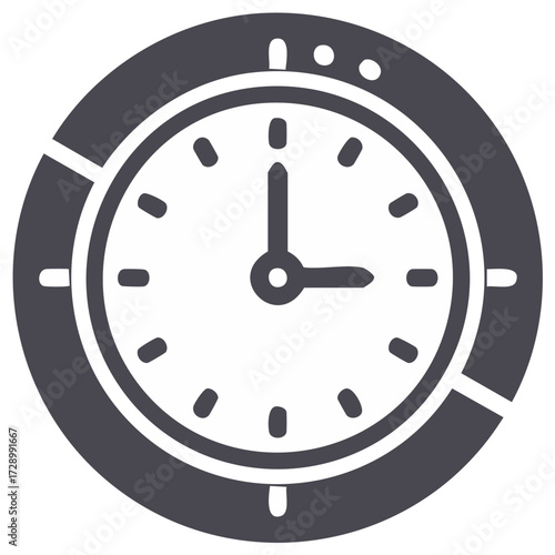 Clock Icon Showing Time Passing Round Circular Shape With Two Clock Hands