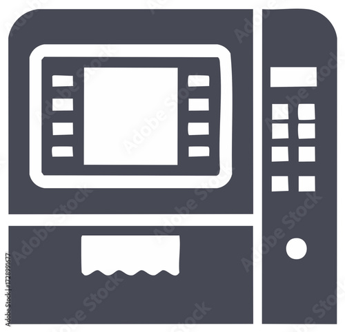 Automated Teller Machine Vector Icon Bank Service Symbol Finance Transaction Cash Dispenser