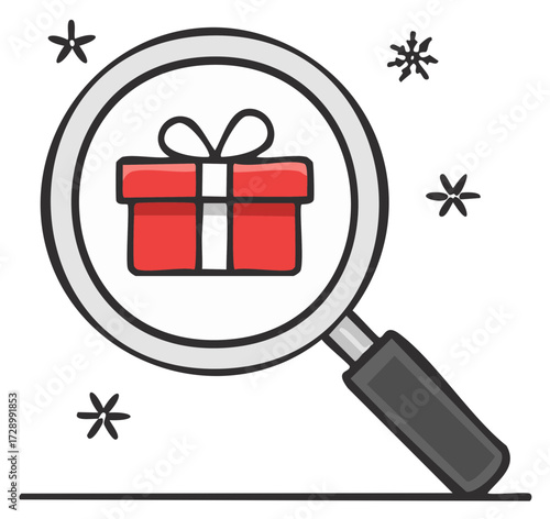 Searching for a Holiday Present with a Magnifying Glass Doodle