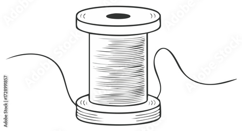 Illustration of a Thread Spool, Sewing Supplies, Crafting Materials Isolated