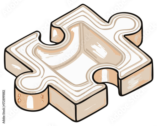 Puzzle Piece Isolated Single Jigsaw Illustration Connecting Game Strategy Problem Solving Cooperation