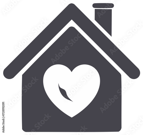 Loving Home Shelter Vector Icon Silhouette Heart Inside House