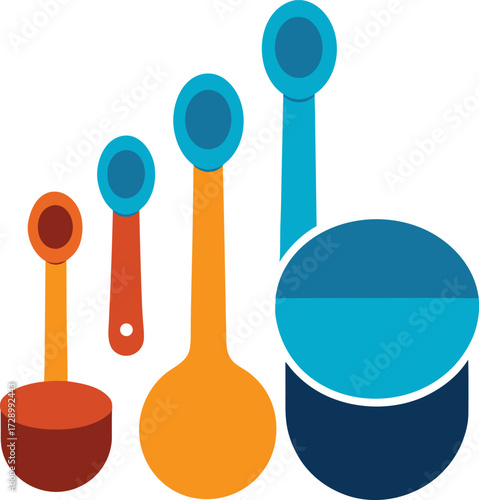 Measuring Cups and Spoons Illustration A Graphic Set for Culinary Design and Recipe Creation
