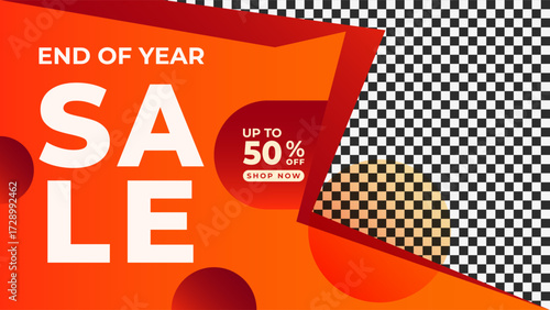 END OF YEAR SALE OFFERS AND DISCOUNT PROMOTION TEMPLATE BANNER DESIGN.COLORFUL RED ORANGE GRADIENT COLOR BACKGROUND VECTOR. GOOD FOR SOCIAL MEDIA POST, COVER , POSTER 