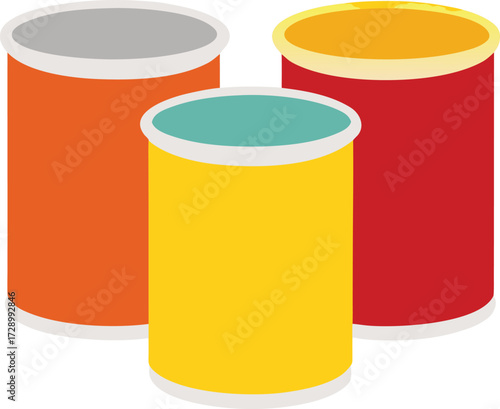 Three Containers with Partially Open Lids Graphic Design Elements for Various Creative Projects