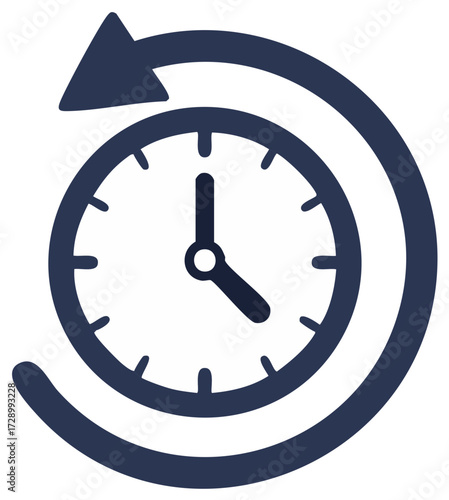 Clock with arrow icon symbolizing time management, concept, and deadline