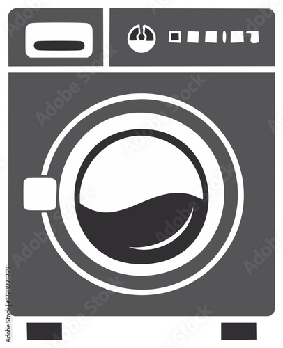 Modern Washing Machine Front Load with Water and Indicator Lights
