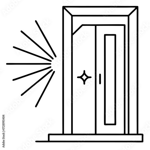 Inviting doorway illustration with a welcoming light and classic design elements a minimal line art drawing