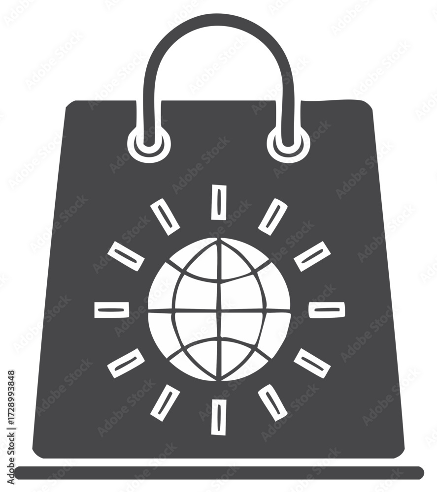 Obraz premium Shopping bag with a glowing globe icon representing global e-commerce and online shopping