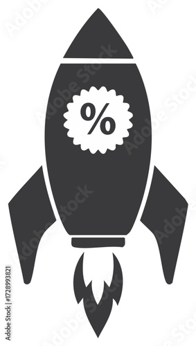 Discount Promotion Rocket Taking Off Percentage Sales Flyer Sale Graphic