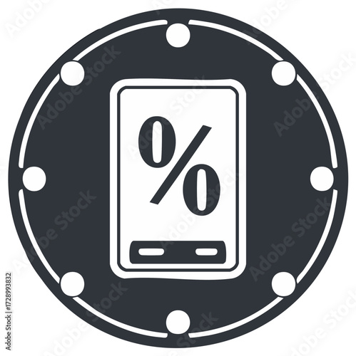 Discount Percentage Symbol in Circular Frame Isolated on White Finance Savings
