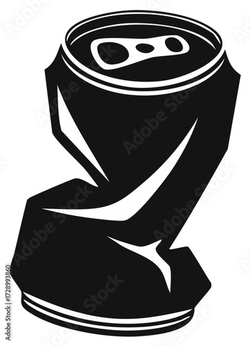 Crushed Soda Can Silhouette Depicting Recycling Waste and Environmental Concern