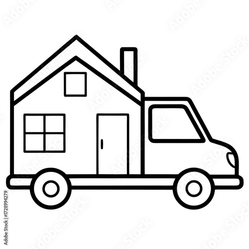 House on wheels home moving concept minimalistic vector illustration relocation new beginning moving service mobility innovation