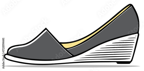 Modern grey wedge shoe with clean lines and yellow accent