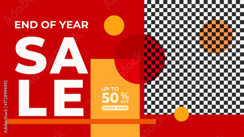 END OF YEAR SALE OFFERS AND DISCOUNT PROMOTION TEMPLATE BANNER DESIGN.COLORFUL RED GRADIENT COLOR BACKGROUND VECTOR. GOOD FOR SOCIAL MEDIA POST, COVER , POSTER 