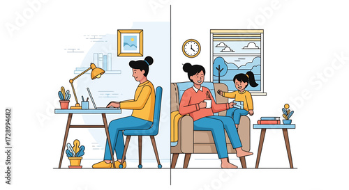 Work-Life Balance A Woman Balancing Work and Family Life