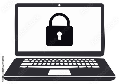 Secured Laptop Illustrating Data Protection and Cybersecurity Concepts
