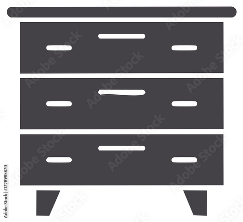 Dresser cabinet with drawers glyph icon for home furniture and storage concept