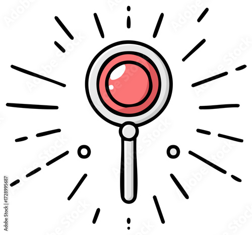 Magnifying glass icon with rays, search or find concept