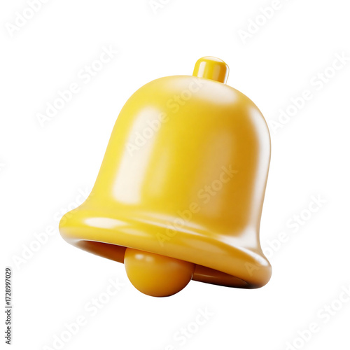 Yellow Bell Notification Alert Symbol 3D Render Icon Illustration Cute Cartoon Style Design Element