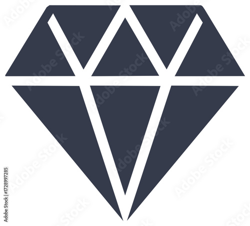 Stylized Dark Grey Diamond Gemstone Icon Graphic Design