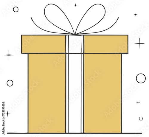 Delicate Gift Illustration with Festive Star and Circle Decorations