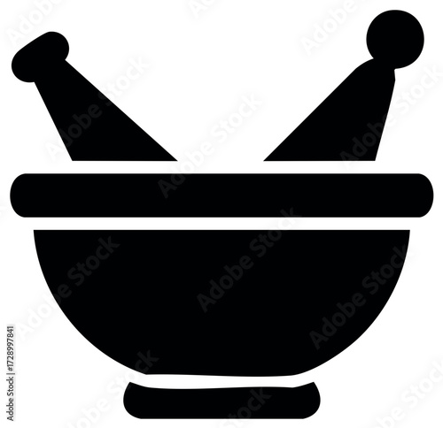 Classic Mortar and Pestle Icon for Pharmacy and Apothecary Services