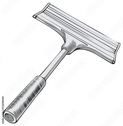 Vintage engraving style illustration of a squeegee window cleaning tool