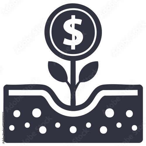 Financial investment growth concept with dollar currency plant growing in soil