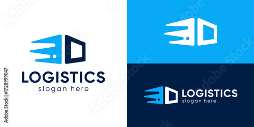 Creative simple logistics logo template. Modern delivery service, shipping logo design vector illustration.