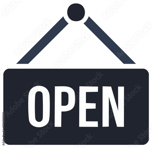 Hanging Business Signboard Displaying Open Message Welcoming Customers to Enter Establishment