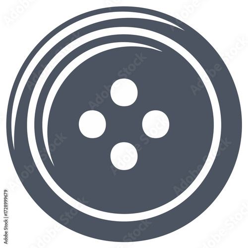 Stylish Round Button with Four Holes Fashion and Sewing Element Vector Illustration