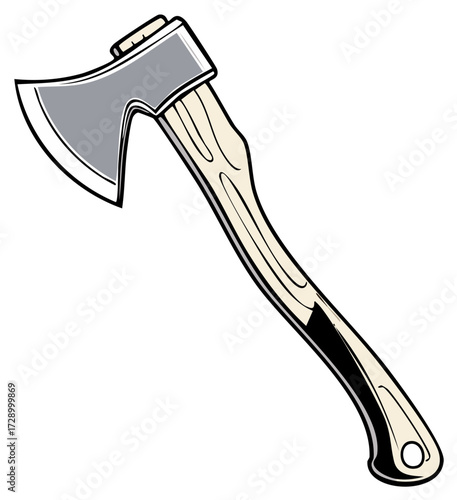 Classic axe with sharp metal blade and wooden handle illustration vector artwork