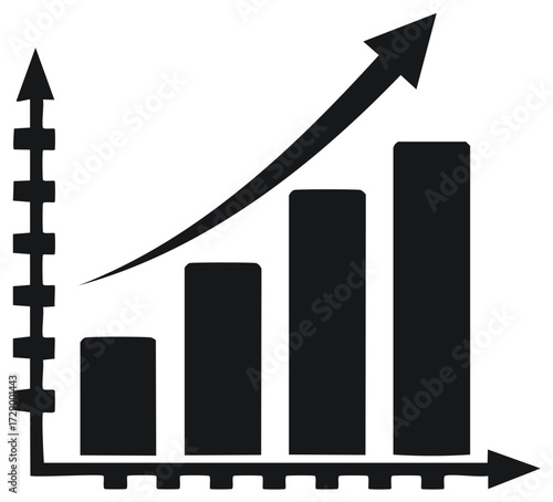Business growth graph and rising arrow symbolising success in finance