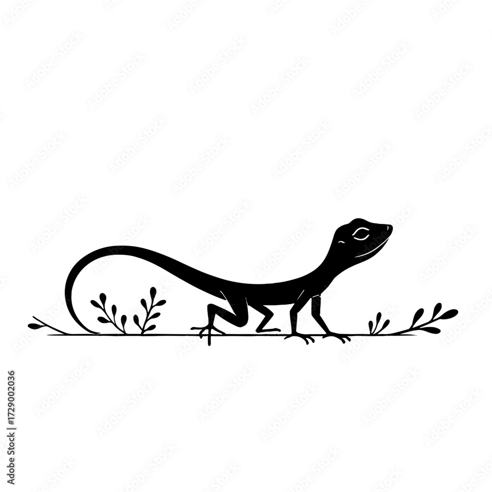 Fototapeta premium Anole. Anole simple black and white line art vector logo