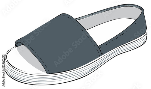 Gray Peep Toe Slip On Shoe Fashionable Footwear Flat White Sole