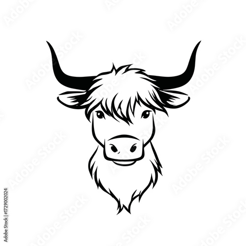 cattle. cattle simple black and white line art vector logo