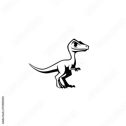 Dilophosaurus. Dilophosaurus simple black and white line art vector logo