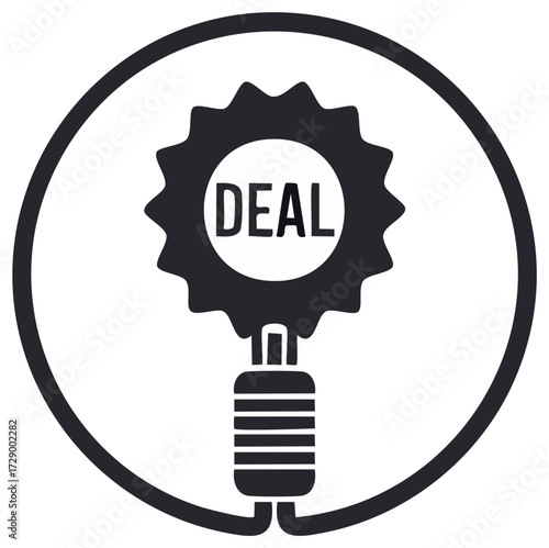 Deal Icon Black and White Graphic Symbol Promotion Sale Savings Best Offer