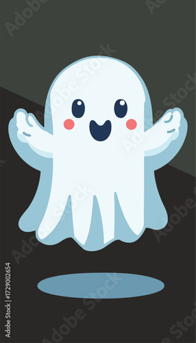 A friendly ghost floating, arms open 