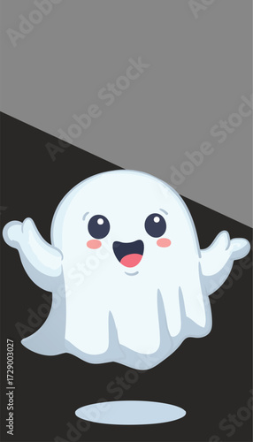 A friendly ghost floating, arms open 