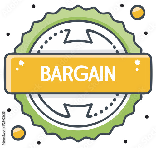 Vector illustration with the word BARGAIN in a badge design, perfect for promotional use