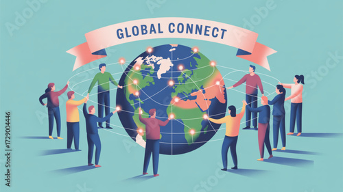 Global business network connecting people around the world for international partnership and collaboration