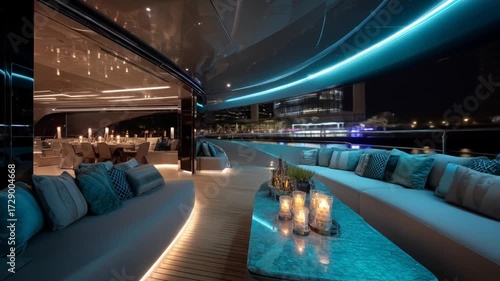 Luxury yacht interior night