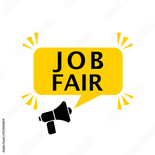 Megaphone with text Job Fair isolated on white background