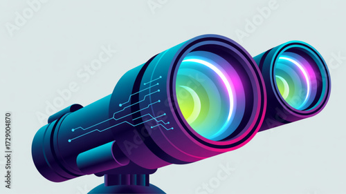 Futuristic binoculars technology vision optical device telescope search discovery exploration tool hundred