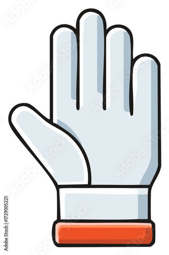 Cartoon Illustration of Protective White Glove Hand Safety with Red Cuff